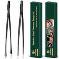 2 Pcs 12-Inch Cooking Tweezers Fine Tweezer Tongs, Extra-Long Stainless Steel Kitchen Tweezers, for Grilling, Serving, and Food Preparation,Black - color: Black
