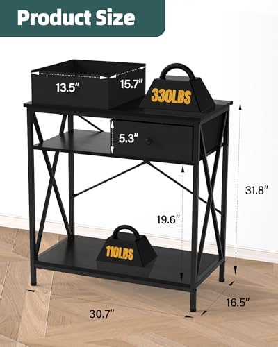 Fish Tank Stand 29 Gallon: Sturdy Aquarium Stand with Accessories Storage - Metal Fish Tank Table for 20-29 Gallon Reptile Breeder Turtle Terrarium - 30.7"x16.5" Weight Capacity 330 lbs - color: Black, size: 20-29 Gallon