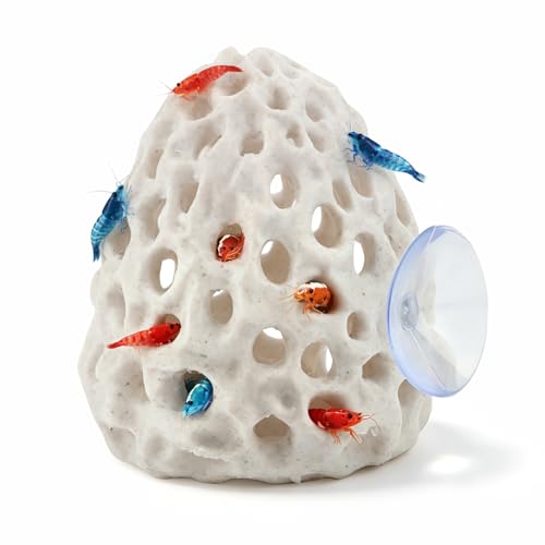 Shrimp Hides for Aquarium Bettas Fish Hideout with Strong Suction Cup - Nano Tank Ornament for Cherry Shrimp(Color:White)