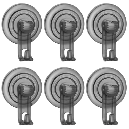 TACGEA Suction Cup Hooks for Shower, Powerful Vacuum Shower Hook for Towel, Robe, Loofah - Reuseable and Removeable Bathroom Hook, Gray, 6 Pack - color: Gray, size: 6 Pack