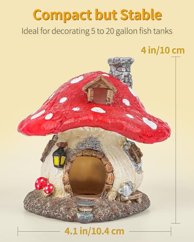 Uniclife Aquarium Mushroom House, Resin Fish Tank Decoration Cottage Ornament for Fish Tank Landscape Aquarium Hideout Hideaway Spawning Cave Decor for Shrimp Betta Goldfish and Reptiles - color: Resin Mushroom