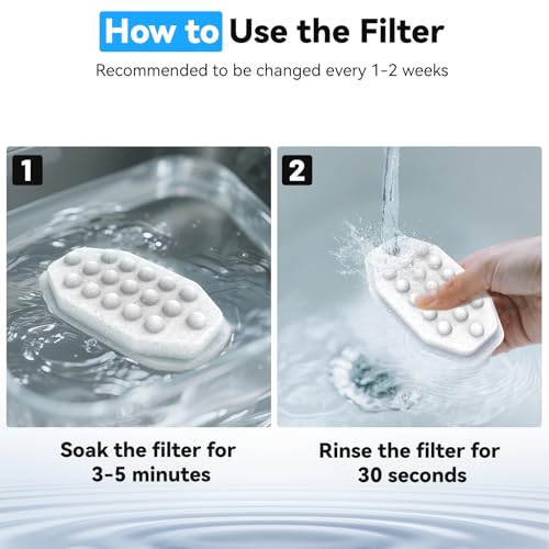 40 Packs for Cat Water Fountain Filters Replacement, Compatible with Neareal 108oz/3.2L Cat Fountain for Drinking Dog Water Dispensers (20 Replacement Water Filter + 20 Pre-Filter Sponges)