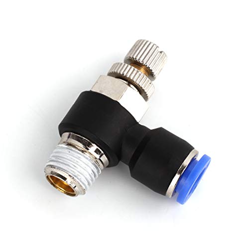 SNS 3/8"Tube OD x 1/8 NPT 90 Degree Elbow Air Flow Control Valve Push To Connect Fitting Speed Control Valve(10 PCS) JSC3/8-N01 - size: JSC3/8-N01