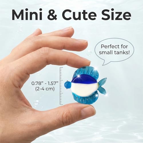 Hand Blown Glass Fish Figurines with Floats, Set of 3 Small Tropical Sea Animal Decor (B) - color: Multi-colour -B