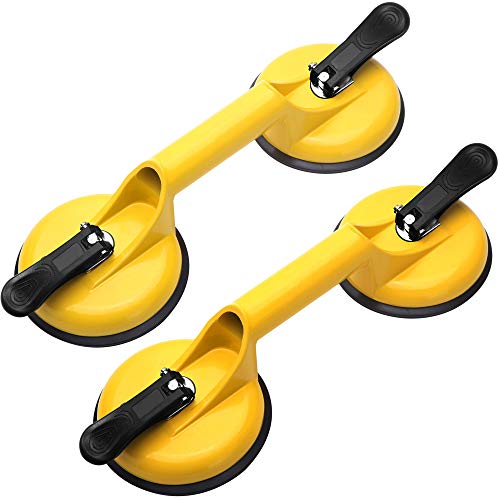 FCHO Glass Suction Cups Heavy Duty Aluminum Vacuum Plate Handle Floor Holder Hooks to Lift Large Glass/Tile Suction Cup Lifter/Moving Glasses/Pad for Lifting/Dent Puller (2 Pack) - color: Yellow