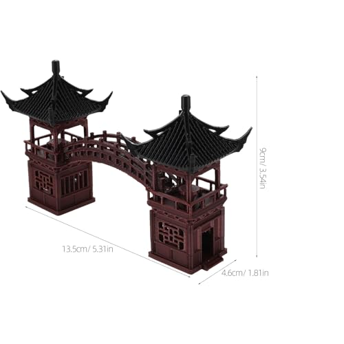 Ipetboom Fairy Garden Pavilion Figurine: Mini Pagoda with Bridge Statue Miniature Zen Garden Accessories for Micro Landscape Aquarium Dollhouse Decor