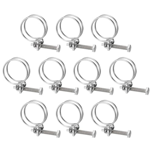 uxcell 10Pcs Double Wire Hose Clamp, 40-45mm Adjustable Stainless Steel Wire Hose Clips with M8 Bolt for Dust Collection Hose, Pump Hose Pipe - size: 40-45mm