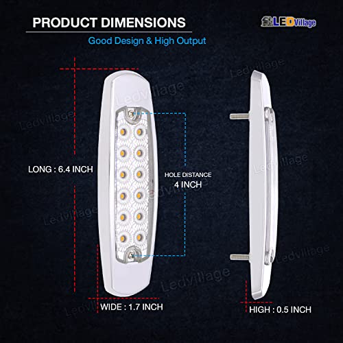 20 Pcs 6.4 Inch Clear Lens Amber LED Side Marker Turn Signal Lights Clearance Parking Lamps for Truck Trailer Lorry Tow RV w/Chrome Universal 12V DC BB12