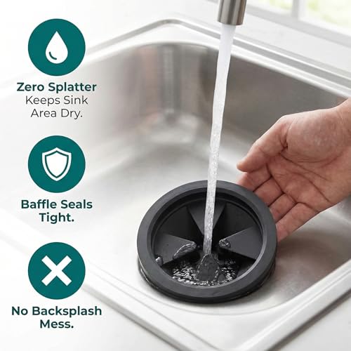 Funnit Garbage Disposal Splash Guards 3 3/8 Inch Sink Baffle for InSinkErator Evolution Series Removable Quiet Collar Drain Plugs （2 Pack）