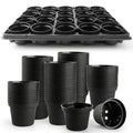 RooTrimmer 3 Inch Plastic Plant Pots 100 Pcs with 5 Pcs 20 Cell Seed Starter Trays, Thick Black Small Nursery Pots and Propagation Shuttle Trays for Seed Starting, Plant Propagation Starter Kit 5 Sets - color: Black + Black, size: 3 Inch 100 Pack Pots Wit
