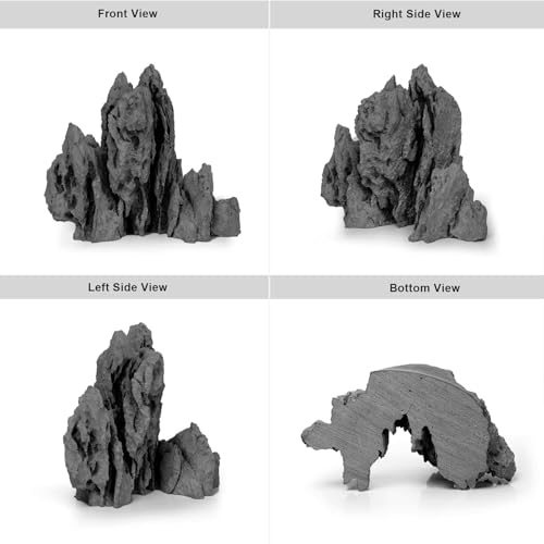 FZONE Aquarium Rocks Aquascaping, Micro Resin Seiryu Rock for Aquascaping - size: 04 Seiryu Stone: 5.11" × 3.54" × 4.92"