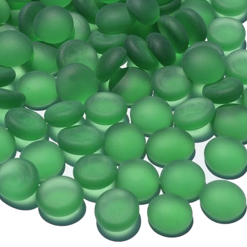 QYGL Sea Glass Gems - 0.9 Lb Green Frosted Flat Glass Marbles, Flat Gems Decorative Stones for Vase Fillers, Aquarium Rocks, Floral Supplies, Table Scatter, Craft Mosaics, and DIY Ornaments - color: Green