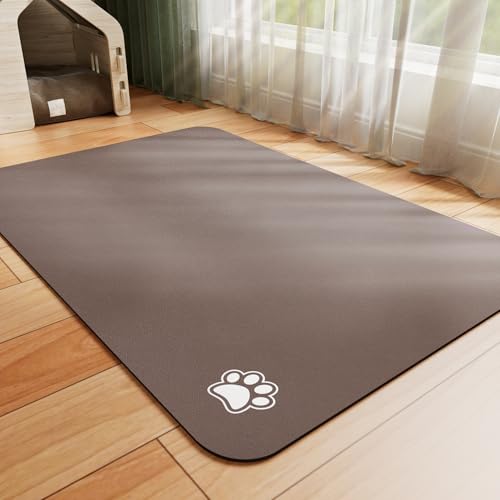 HotLive Dog Food Mat - Absorbent Cat Mat for Food and Water, No Stains Pet Feeding Bowl Mat, Easy to Clean Pet Placemats, Quick Dry Dog Water Dispenser Mat for Messy Drinkers | Paw Brown 12"x 19" - color: Paw Brown, size: 12"x19"