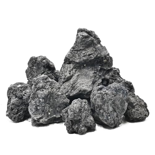 Natural Volcanic Lava Rock Stones for Fire Pit 4"-9" Natural Rocks for Fish,Fire Bowls,Gas Log Sets,Fireplaces,Decorative Landscaping & Outdoor Garden Projects-15lb 6-7pcs - color: Black, size: 15lb 6-7pcs(4-9inch)