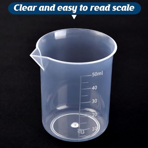 50ml Plastic Laboratory Beakers with Transparent Measuring Scale -15 Pcs, Durable Lab Measuring Cups for Science Experiments, and Classroom Use - style: 50ML