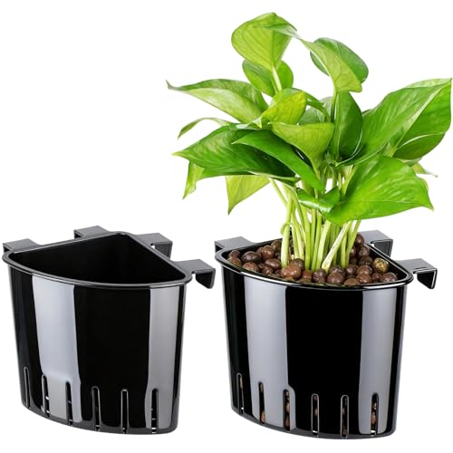 Borlech 2026 Latest Model Large Aquarium Corner Planter Hanging Plant Holder for Fish Tank Aquaponic Plant Cultivation and Aquascape Accessories Decorations (2 Pack) Black - color: Black-2 Pack
