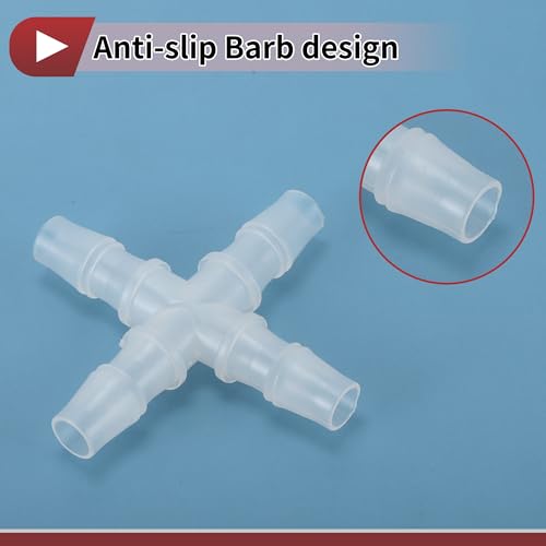 Plastic Hose Barb Fitting 3/8" OD Barb Cross 4 Way Pipe Connector Clear 10 Pcs - size: 3/8"OD