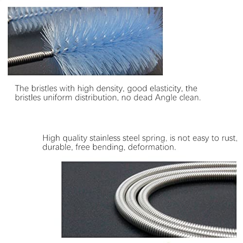 Aquarium Filter Hose Brush, Stainless Steel Long Tube Cleaning Brush, Nylon Tube Brush for Fish Tank, Home Kitchen, Glasses Drinking Straws