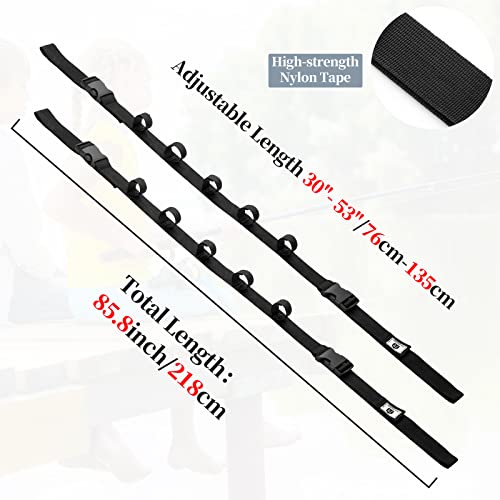 Raynesys Vehicle Fishing Rod Holder, Car Fishing Pole Roof Rack Inside, 5 Rod Capacity, Heavy Duty Adjustable 30-54 Inch, Fishing Rod Carrier Fishing Pole Storage Straps for Truck Car SUV Wagons Van