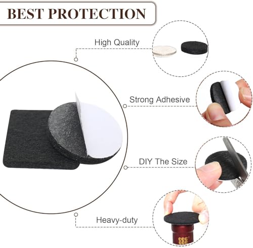 Yelanon Felt Furniture Pads for Hardwood Floors -36 Pcs 2" Premium Floor Protectors for Furniture, Felt Pads for Chair Legs, Black - size: 36 pcs 2" Round Black