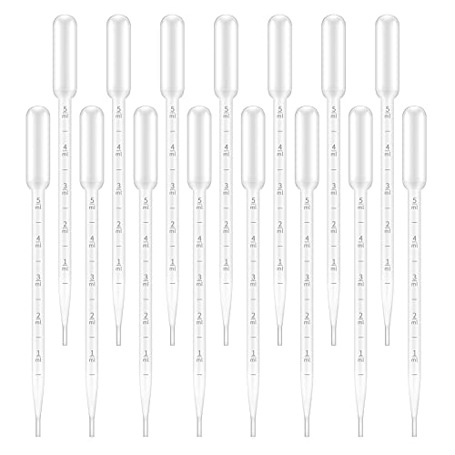 G2PLUS 100PCS 5ml Transfer Pipettes, Plastic Graduated Pipettes, Calibrated Disposable Dropper for Liquid, Essential Oils, Science Laboratory, Experiment, Make up Tool - size: 5ml-100pcs