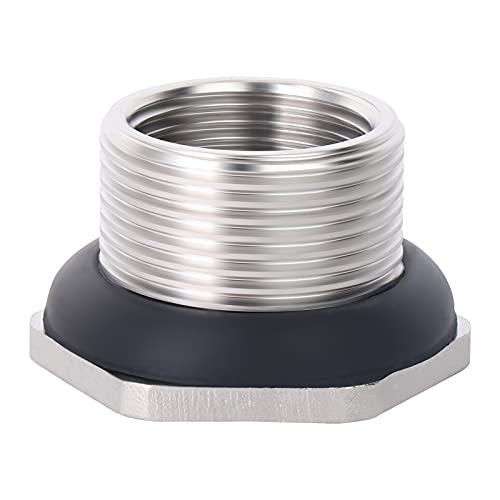TAISHER 2PCS 304 Stainless Steel 1/2'' FPT Bulkhead Tank Connector Adapter Fitting with Gasket for Water Tank, Bathtub and Sink - size: 1/2"(304 Stainless Steel) with Gasket