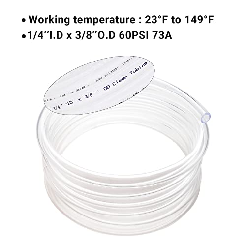 Clear Vinyl Tubing 1/4" ID × 3/8" OD -25 Ft 60PSI,Flexible Lightweight Plastic Tube, BPA Free Non-Toxic, Multipurpose Hybrid Reinforced Clear Tubing for Transfer Water Air Oil - size: 1/4’‘, style: 25 feet