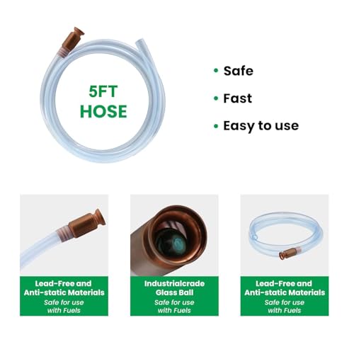3/4" Siphon Hose, Shaker Siphon Pump for Gasoline/Gas/Fuel/Water Transfer, Upgrade Multi-Purpose Self Priming Siphon Hose(5 feet)