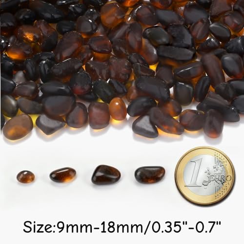 YATOJUZI Aquarium Gravel Fish Tank Rocks 0.85lb Sea Glass Stones for Crafts Decorative Frosted Glass Pebbles for Aquarium Fish Tank Vase Filler DIY Home Decor (Dark Brown) - color: Dark Brown