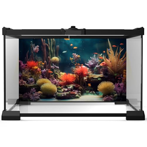 2 Packs Undersea Ocean Aquarium Background Under The Sea Marine Landscape Fish Tank Background Colorful Coral Reef Aquatic Plants Terrarium Backgrounds Underwater Fish Tank Backgrounds 24x12in - color: Red_Blue, size: 24(W)x12(H)inches/ 60(W)*30cm(H)