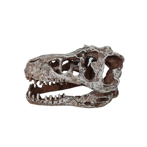 Aquarium Decoration Skull Dinosaur Head, Resin T-rex Skull Skeleton Ornament, Fish Tank Hollow Reptiles Hideout Statue Decor, Artificial Tyrannosaur Sculpture for Home Bar Office Desktop Decoration