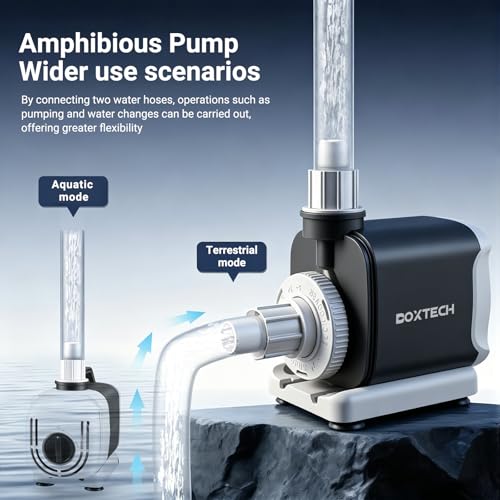 Aquarium Water Pump, 265GPH Dual-Use Fountain Pump - 15w Submersible/External with 3 Outlet Nozzles for Aquariums, Fish Tank, Fountains, Hydroponics (Adjustable Flow, Ultra Quiet)