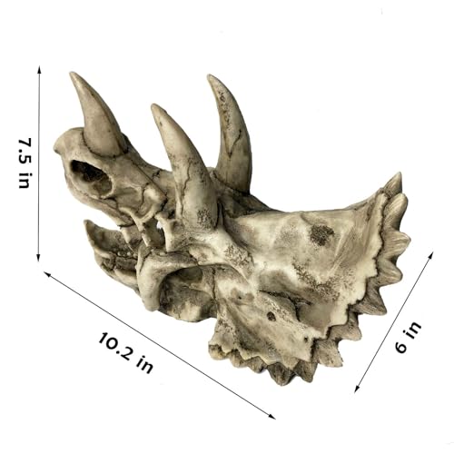 kathson Large Resin Dinosaur Triceratops Skull Décor Aquarium Decoration Reptiles Hideout Fish Tank Ornament Home Landscape Decor - style: Triceratops Skull