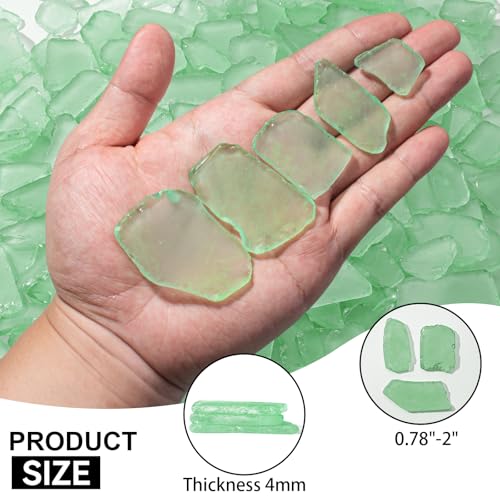 Keedolla Tumbled Sea Glass for Crafts - 10 OZ Flat Frosted Seaglass Pieces for DIY Art Crafts, Vase Filler, Beach Weddings, Aquarium and Home Decor - Fluorescent Green - color: Fluorescent Green, size: 10 OZ / 0.63 LB