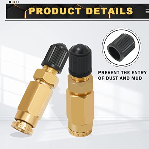 2 Packs 1/4" Air Value Inflation Schrader Valve, Schrader Valve Adapter with Push to Connect Button for 1/4" OD Air Hose Fittings for Semi Trucks Trailers - size: 1/4" OD 2PCS, style: Schrader Valve