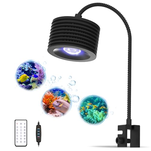 Lominie LED Aquarium Light, Nano Coral Reef Light Clip on Aquarium Light Full Spectrum Remote Control Fish Tank Lamp Dimmable for Saltwater Fish Tank (Saltwater) - color: A20 saltwater