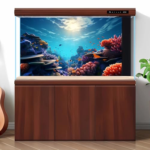 Under The Sea Aquarium Background Coral Reef Fish Tank Background Deep Ocean Tropical Fish Sunray Terrarium Aquarium Backgrounds Underwater World Aquarium Backdrop for Fish Tank Backgrounds 24x12in - color: Ocean Orange, size: 24(W)x12(H)inches/ 60(W)*30c