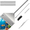 25" Glass Aquariums Algae Scraper - Durable Stainless Steel, Powerfully Remove Stubborn Algae, Professional Fish Tank Cleaner Tools, Includes Sheath, Long Tweezers & 10 Replaceable Blades