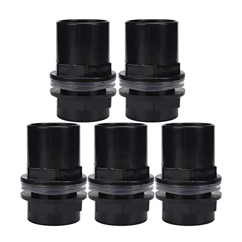 5Pcs PVC Aquarium Pipe Connector, 25mm Straight Tube Joint, Black Water Fitting for Fish Tank Filter System, Leak Proof Design (1.6in) - size: 1.6in