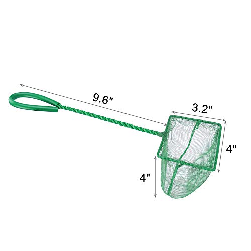 2 Pcs Aquarium Fish Net, 4 inches Fine Mesh Quick Catch Fish Net for Fish Tank Betta Fishing Net - color: Green, size: 4" (2-Pack)