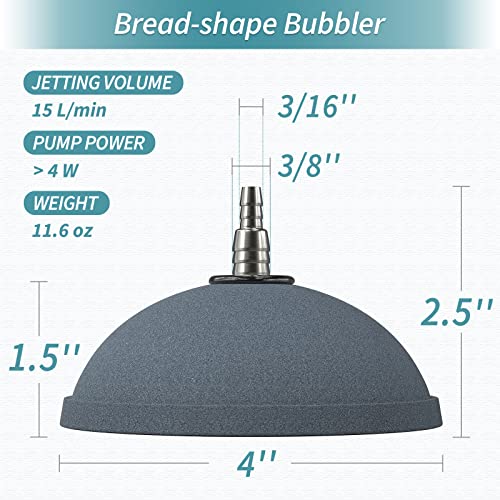 Pawfly Aquarium Air Stone 4 Inch Bread, Fish Tank Air Stone Oxygen Diffuser for Air Pump Fish Tank Bucket Pond and DWC Reservoir - size: 4 Inch