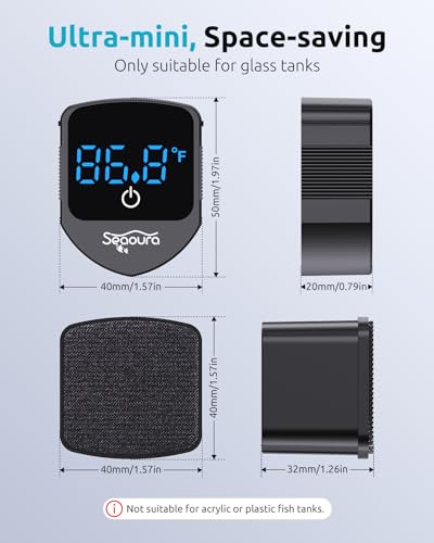 SEAOURA 2-in-1 Aquarium Magnetic Cleaner with Digital Aquariums Thermometer, Fish Mini Magnets Brush only for Glass Tank,Tiny Magnet Floating Cleaning Tool for 1-30 Gallons - color: Black