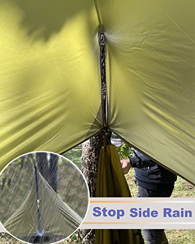 Camping Hammock, Portable Single & Double Hammock with Net, 2 Person Hammock Tent with 2 * 10ft Straps, Best for Outdoor Hiking Survival Travel