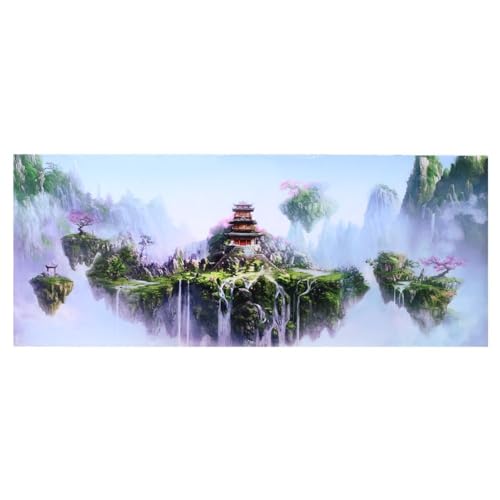 24 Inch PVC Sky Castle Pattern Aquarium Background Non-Glare Fade-Resist Waterproof Adhesive Poster for Fish Tank Decoration
