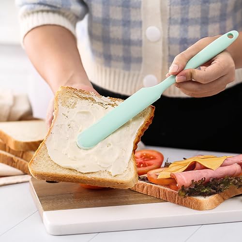 3Pcs Silicone Jar Spatula Long Handle Kitchen Spatulas for Mixing, Scraping, and Spreading,Ideal for Jars, Baking, Cake Icing, Cream, Butter, and Batter Kitchen Tool (Purple, Pink, Green) - color: Purple, Pink, Green