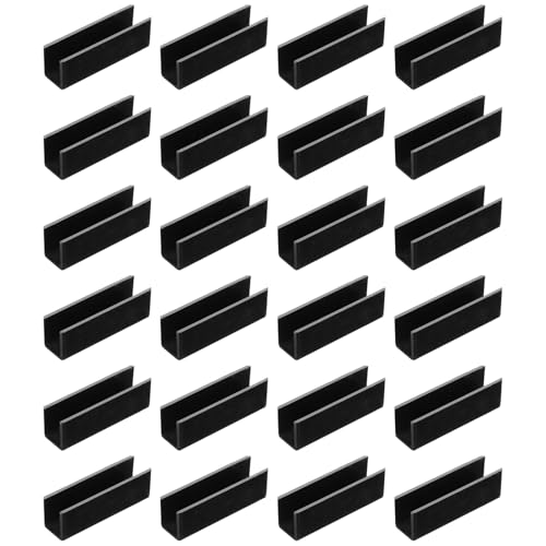 uxcell 24Pcs Plastic Glass Connector, 180 Degree Glass to Glass Clamp for 12mm Thick, Fixing Bracket Rimless Clip Holder for Aquarium Fish Tank Display Shelves, (12mm, Black) - size: 12 mm