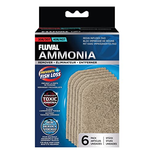Fluval 306/307, 406/407 Ammonia Remover Pad, Replacement Aquarium Canister Filter Media, 6-Pack, for All Breed Sizes - style: Ammonia Remover