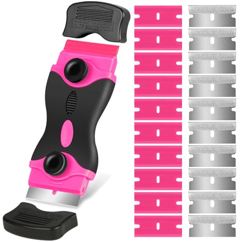 Razor Blade Scraper Tool Kit - Razor Scraper & 20Pcs Extra Blades, Plastic Paint Scraper Tool, Razor Scraper Tool for Glass Top Stove, Scrappers for Cleaning Window, Cooktop, Oven, Floor - size: 1Pack+20Pcs