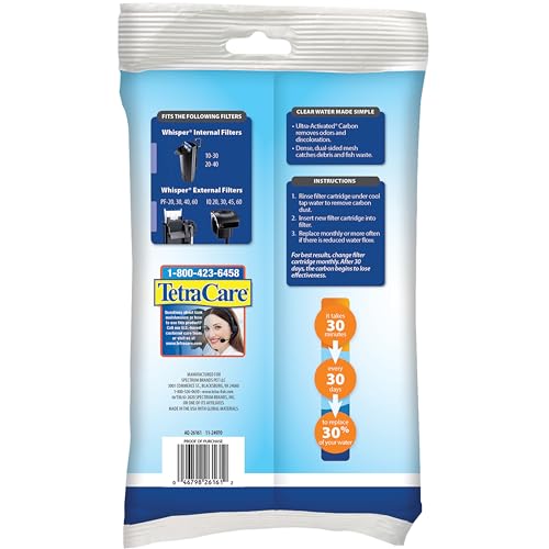 Tetra Whisper Bio-Bag Large Filter Cartridges for Aquariums, 1 Count, Ready to Use, Fits Tetra Whisper Fish Tank Filters 10-30 Gal, 20-40 Gal, PF-20, 30, 40, 60, IQ 20, 30, 45, 60 - size: 1 Count, style: Standard