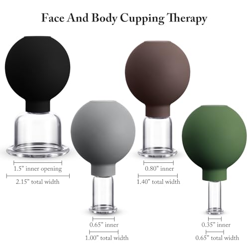 BBTO 4 Pcs Glass Facial Cupping Set Silicone Vacuum Suction Massage Cups Skin Tightening Therapy for Face Body Eyes Back Shoulder Pain(Minimalist) - color: Minimalist